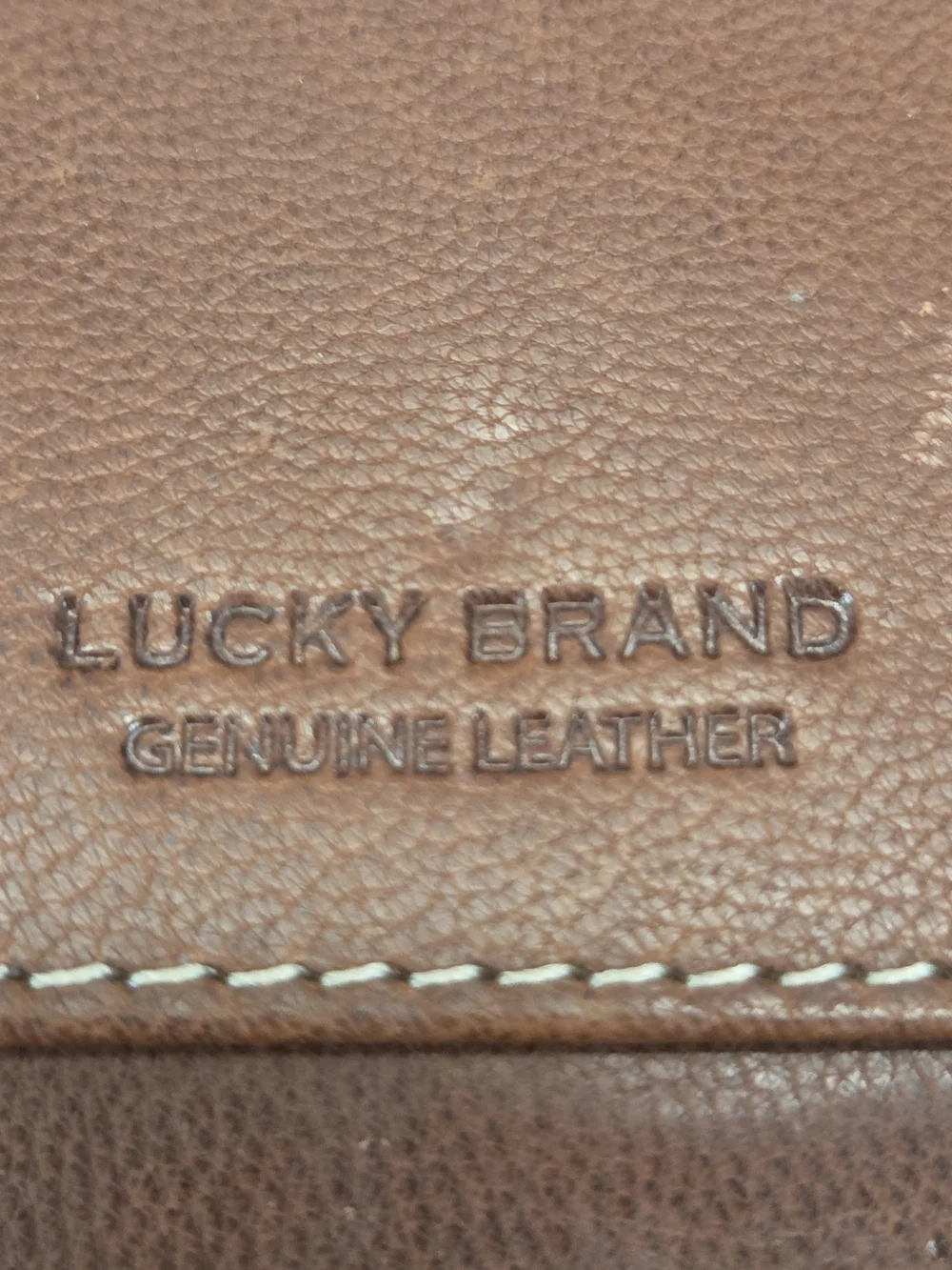 Lucky Brand Tan Leather Wallet with White Stitching